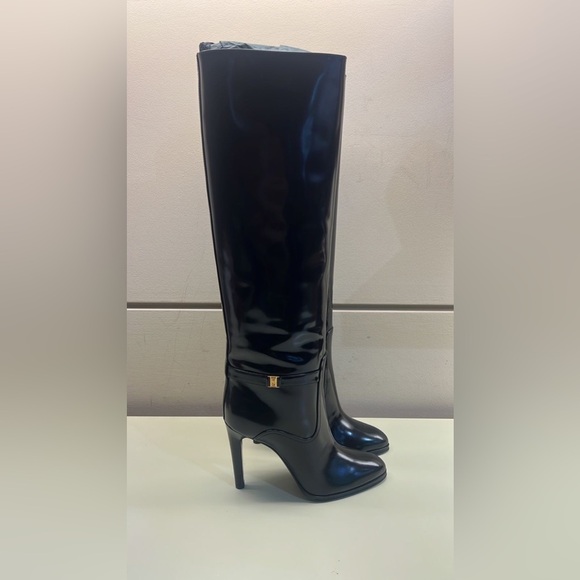 Yves Saint Laurent Diane Black Heeled Boots - Picture 1 of 9